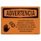 Signmission OSHA WARNING Sign, Finger, Hand Hazard Spanish, 18in X 12in Decal, 12" W, 18" L, Landscape OS-WS-D-1218-L-12612 - alternate 1